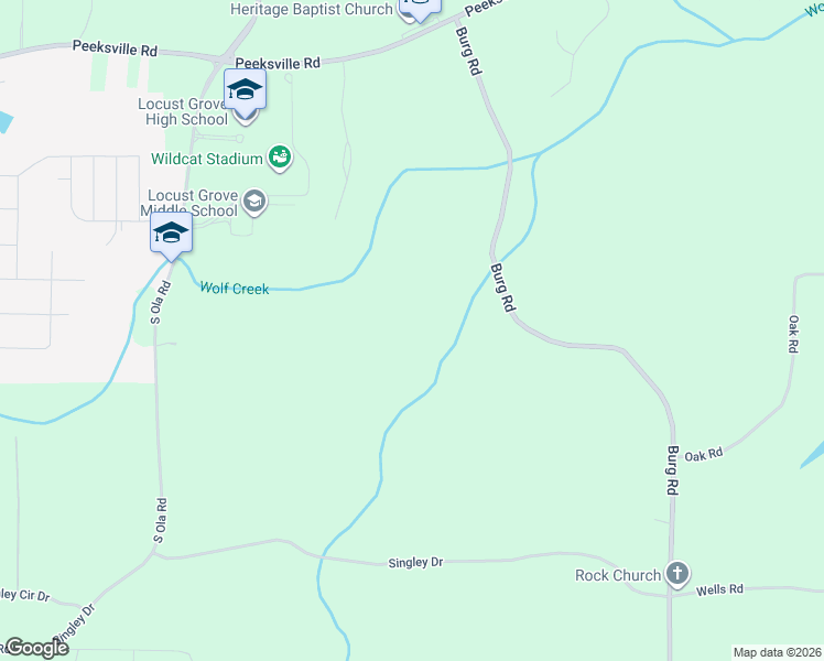 map of restaurants, bars, coffee shops, grocery stores, and more near 390 Burg Road in Locust Grove