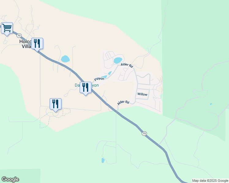 map of restaurants, bars, coffee shops, grocery stores, and more near 34789 California 79 in Warner Springs