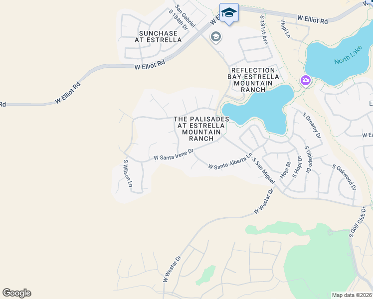 map of restaurants, bars, coffee shops, grocery stores, and more near 18411 West Santa Irene Drive in Goodyear