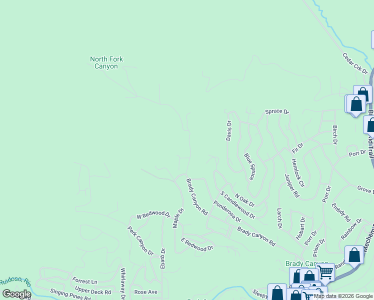 map of restaurants, bars, coffee shops, grocery stores, and more near 154 Umbrella Drive in Ruidoso