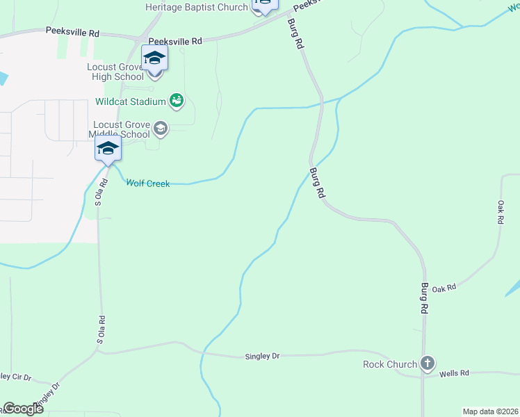 map of restaurants, bars, coffee shops, grocery stores, and more near 390 Burg Road in Locust Grove