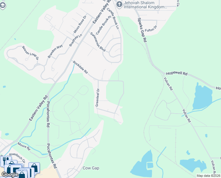 map of restaurants, bars, coffee shops, grocery stores, and more near 5701 Rockdale Road in Bessemer