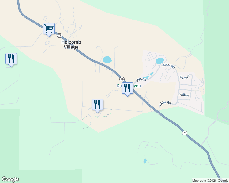 map of restaurants, bars, coffee shops, grocery stores, and more near 34860 California 79 in Warner Springs