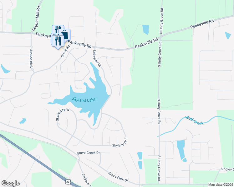 map of restaurants, bars, coffee shops, grocery stores, and more near 410 Loblolly Ridge in Locust Grove