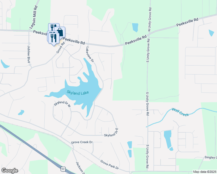 map of restaurants, bars, coffee shops, grocery stores, and more near 410 Loblolly Ridge in Locust Grove