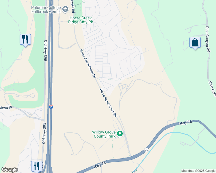 map of restaurants, bars, coffee shops, grocery stores, and more near 5326 California 76 in Fallbrook