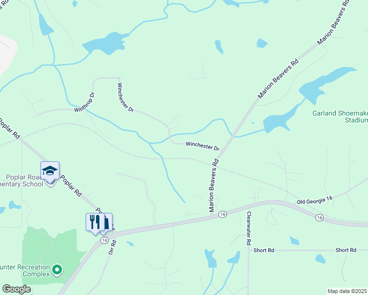 map of restaurants, bars, coffee shops, grocery stores, and more near 114 Winchester Drive in Sharpsburg