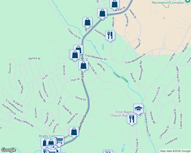 map of restaurants, bars, coffee shops, grocery stores, and more near 107 Buckner Drive in Ruidoso