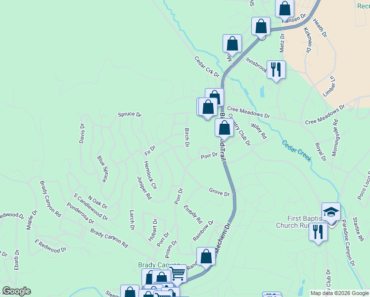 map of restaurants, bars, coffee shops, grocery stores, and more near 101-111 Birch Drive in Ruidoso