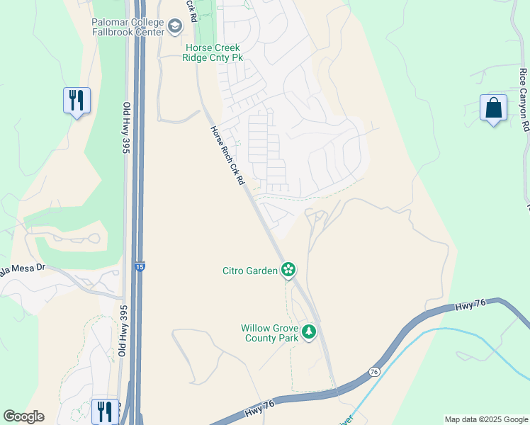 map of restaurants, bars, coffee shops, grocery stores, and more near 35052 Hacienda Heights in Fallbrook