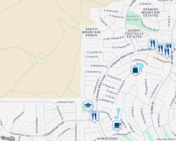 map of restaurants, bars, coffee shops, grocery stores, and more near 4038 East Sacaton Street in Phoenix