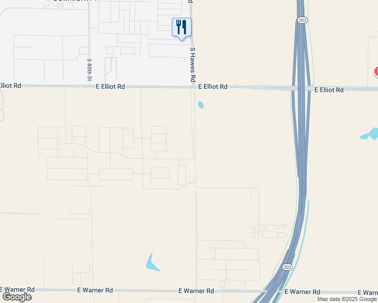 map of restaurants, bars, coffee shops, grocery stores, and more near 11186 South Hawes Road in Mesa