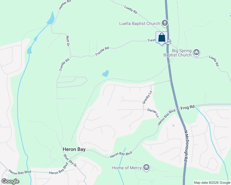 map of restaurants, bars, coffee shops, grocery stores, and more near 1913 Avondale Court in Locust Grove
