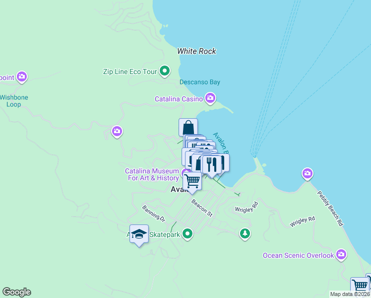 map of restaurants, bars, coffee shops, grocery stores, and more near 117 Maiden Lane in Avalon