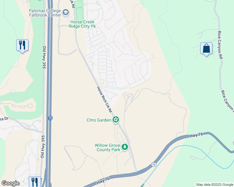map of restaurants, bars, coffee shops, grocery stores, and more near 264 Hass Lane in Fallbrook