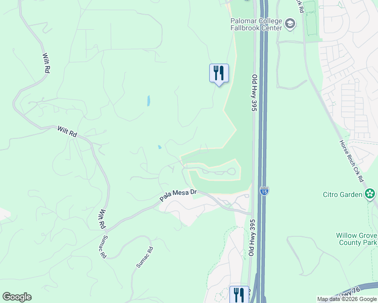 map of restaurants, bars, coffee shops, grocery stores, and more near 2543 Daisy Lane in Fallbrook