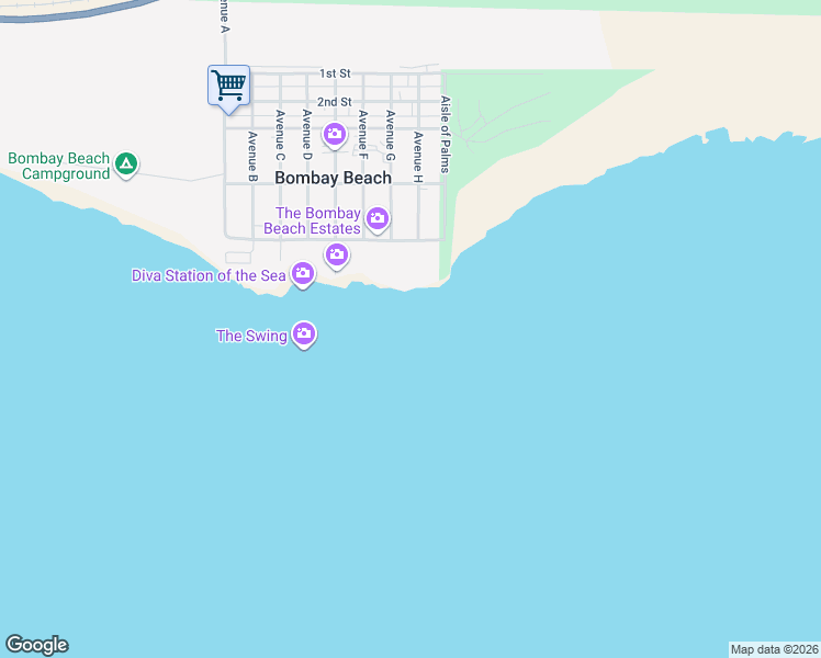 map of restaurants, bars, coffee shops, grocery stores, and more near 10 5th Street in Calipatria