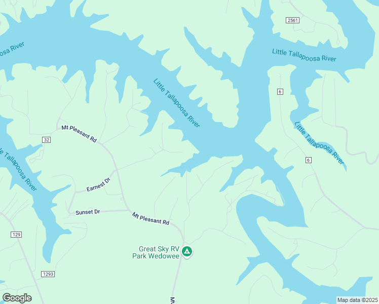 map of restaurants, bars, coffee shops, grocery stores, and more near 357 La Donna Drive in Wedowee