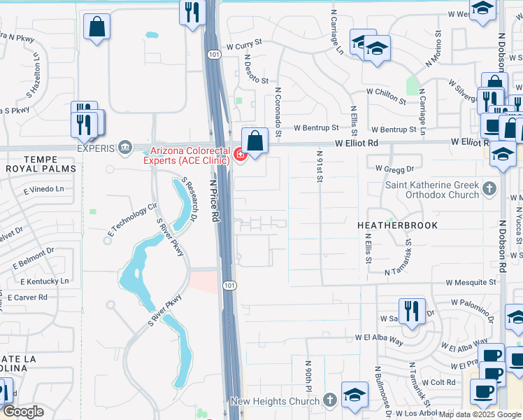 map of restaurants, bars, coffee shops, grocery stores, and more near 2951 West Marlboro Drive in Chandler
