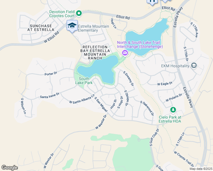 map of restaurants, bars, coffee shops, grocery stores, and more near 18088 West San Alejandro Drive in Goodyear