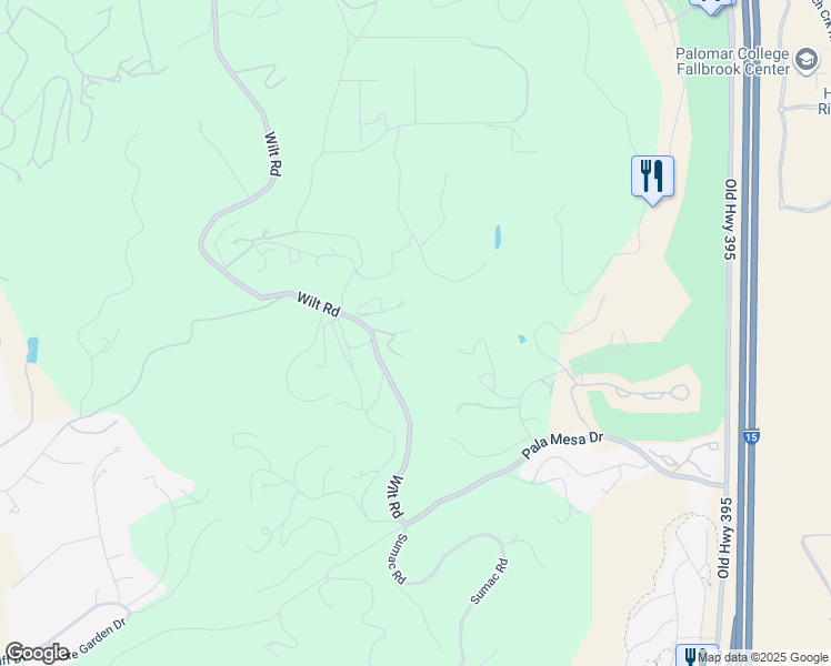 map of restaurants, bars, coffee shops, grocery stores, and more near 2542 Wilt Road in Fallbrook