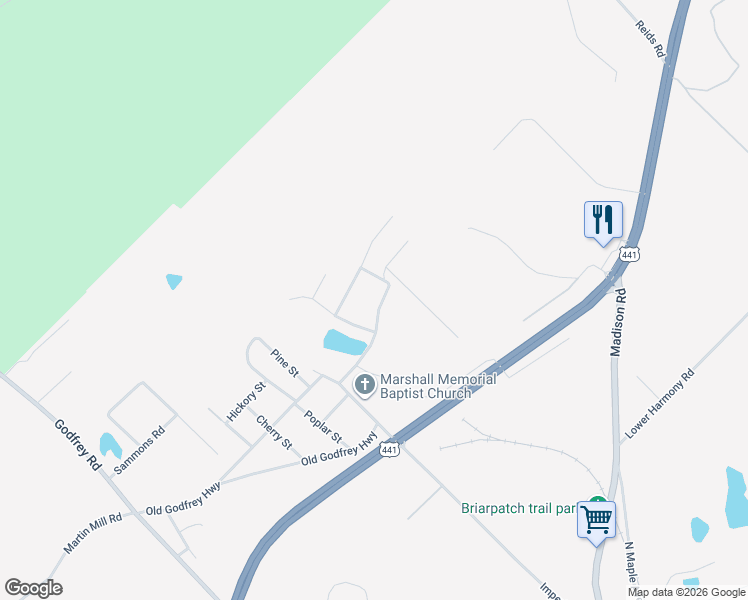 map of restaurants, bars, coffee shops, grocery stores, and more near 105 Imperial Lakeview Dr in Eatonton