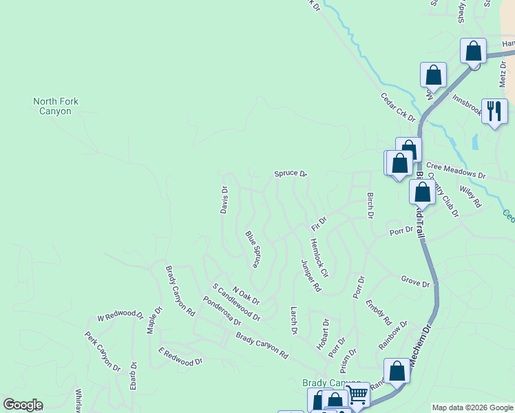 map of restaurants, bars, coffee shops, grocery stores, and more near 207-299 Blue Spruce Dr in Ruidoso