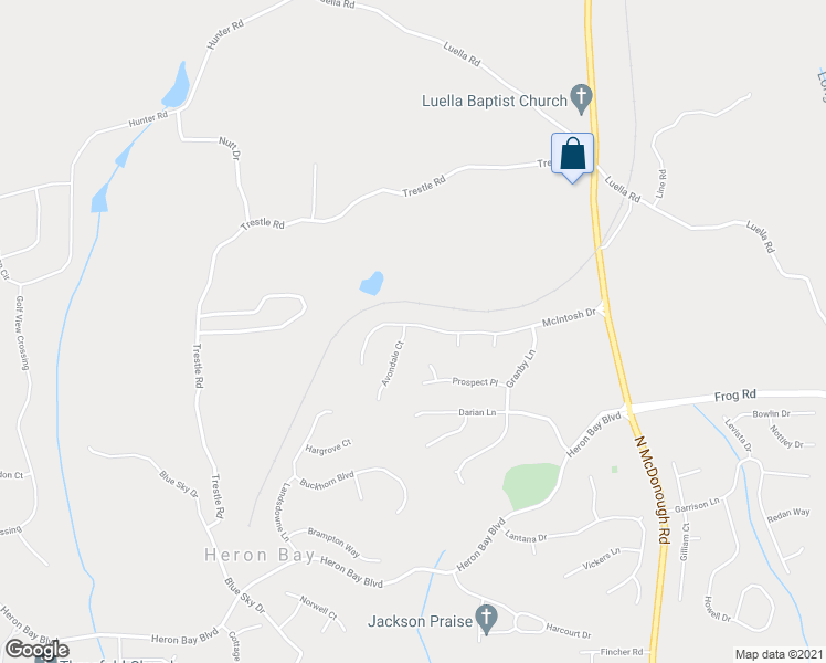 map of restaurants, bars, coffee shops, grocery stores, and more near 1901 Avondale Court in Locust Grove