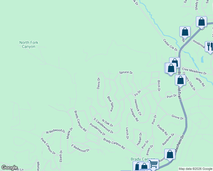 map of restaurants, bars, coffee shops, grocery stores, and more near 207-299 Blue Spruce Dr in Ruidoso