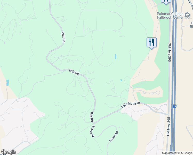 map of restaurants, bars, coffee shops, grocery stores, and more near 2542 Wilt Road in Fallbrook