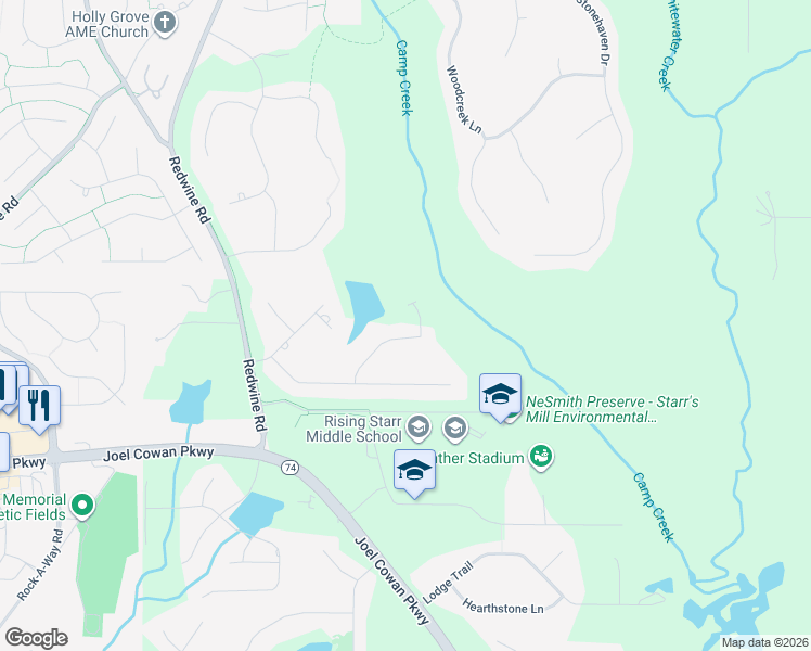 map of restaurants, bars, coffee shops, grocery stores, and more near 550 Mountains Edge in Fayetteville