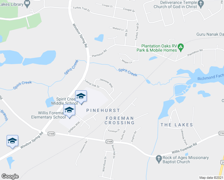 map of restaurants, bars, coffee shops, grocery stores, and more near 4805 Jasmine Way in Hephzibah