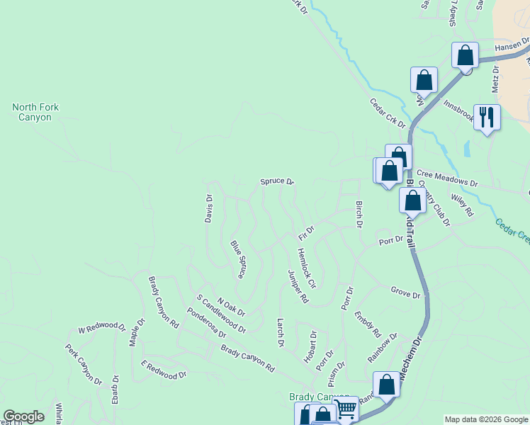 map of restaurants, bars, coffee shops, grocery stores, and more near 219 Juniper Road in Ruidoso