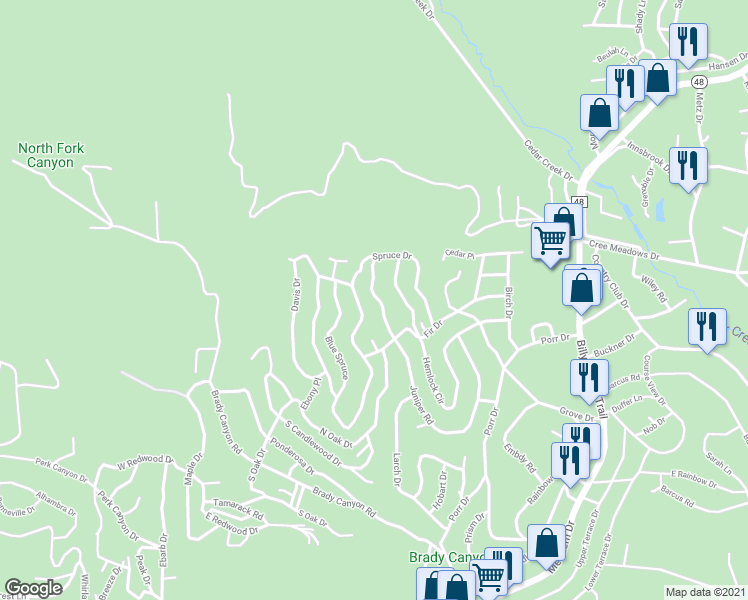 map of restaurants, bars, coffee shops, grocery stores, and more near 219 Juniper Road in Ruidoso