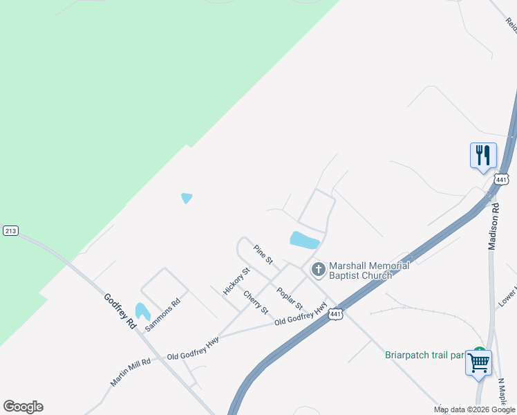 map of restaurants, bars, coffee shops, grocery stores, and more near 110 Pear Tree Drive in Eatonton