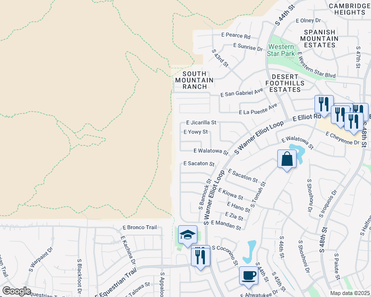 map of restaurants, bars, coffee shops, grocery stores, and more near 4032 East Walatowa Street in Phoenix