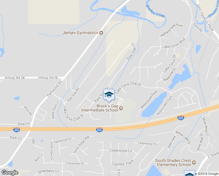 map of restaurants, bars, coffee shops, grocery stores, and more near 5528 Park Side Circle in Birmingham