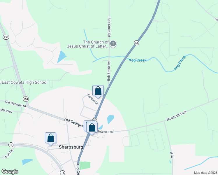 map of restaurants, bars, coffee shops, grocery stores, and more near 36 Bob Smith Road in Sharpsburg