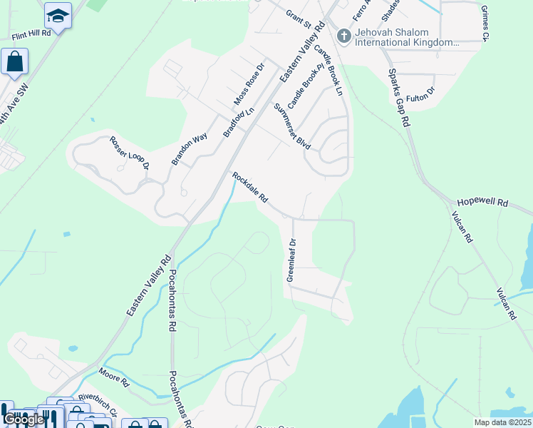 map of restaurants, bars, coffee shops, grocery stores, and more near 5589 Rockdale Rd in Bessemer