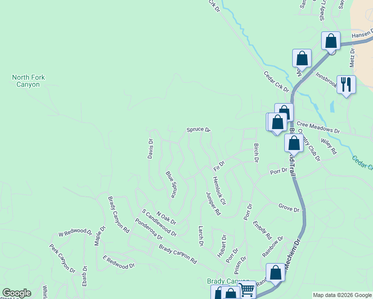 map of restaurants, bars, coffee shops, grocery stores, and more near 219 Juniper Road in Ruidoso