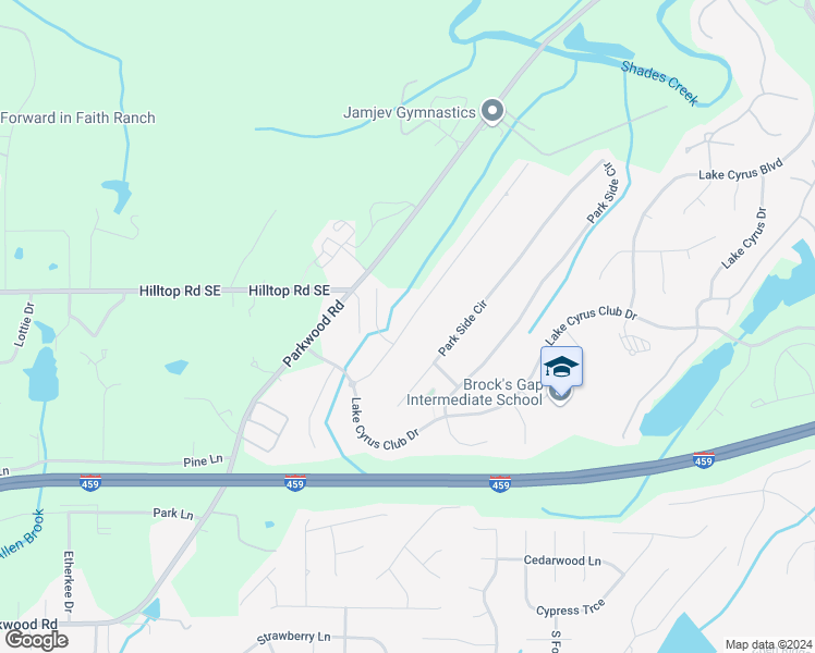 map of restaurants, bars, coffee shops, grocery stores, and more near 5673 Park Side Road in Birmingham