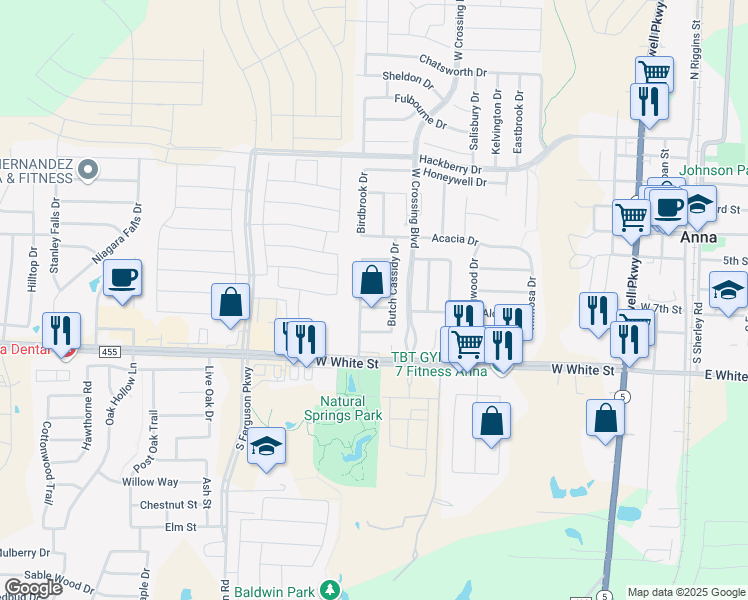 map of restaurants, bars, coffee shops, grocery stores, and more near 1118 Doc Holliday Dr in Anna