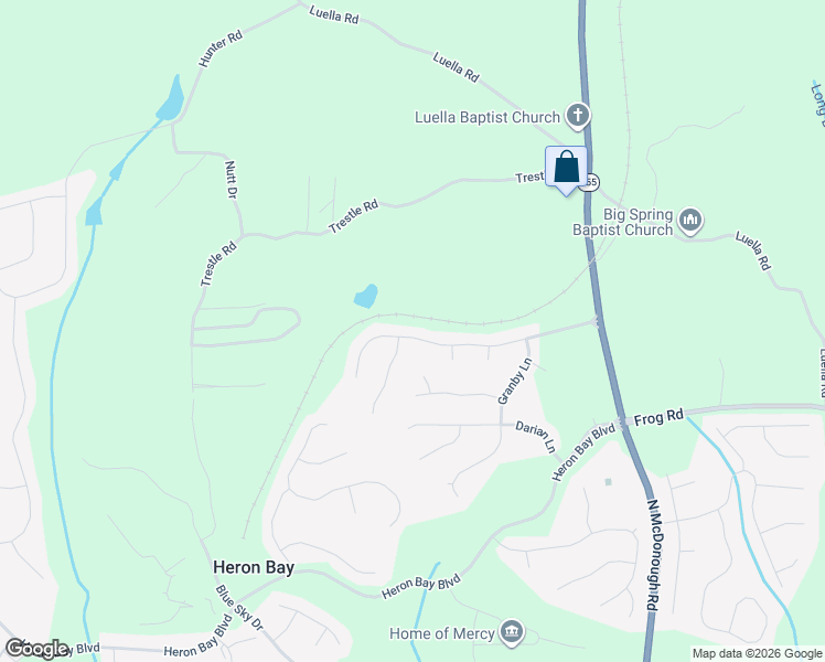 map of restaurants, bars, coffee shops, grocery stores, and more near 1901 Avondale Court in Locust Grove