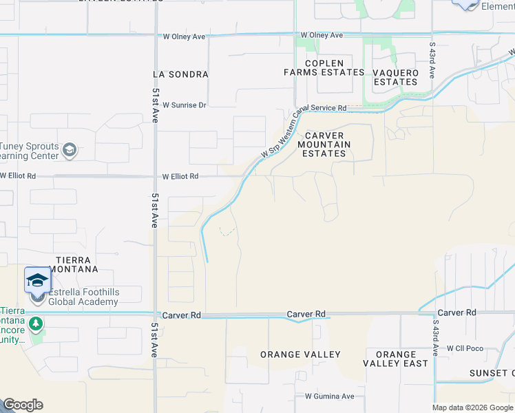 map of restaurants, bars, coffee shops, grocery stores, and more near 4735 West Elliot Road in Maricopa County