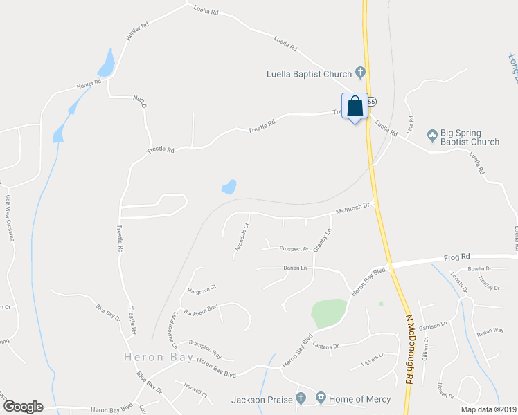 map of restaurants, bars, coffee shops, grocery stores, and more near 2380 McIntosh Drive in Locust Grove