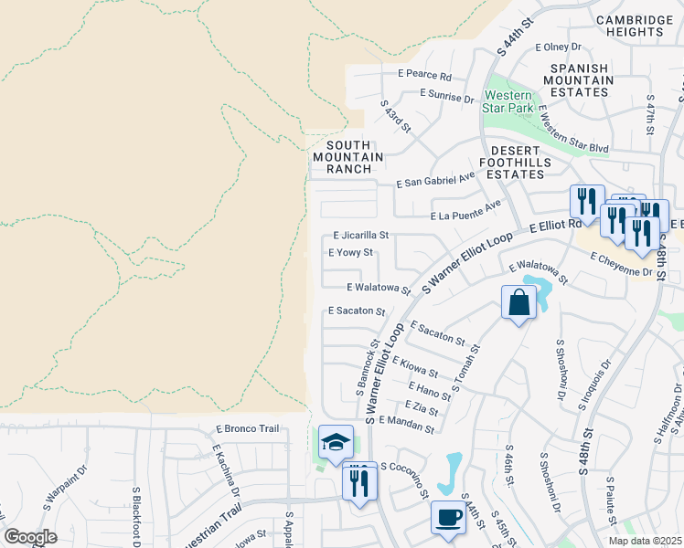 map of restaurants, bars, coffee shops, grocery stores, and more near 4032 East Walatowa Street in Phoenix
