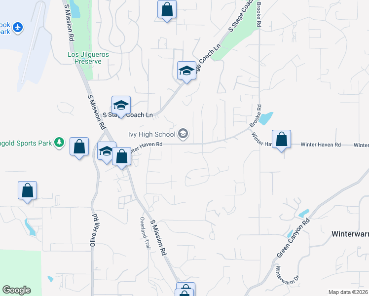 map of restaurants, bars, coffee shops, grocery stores, and more near 1107 Shadowcrest Lane in Fallbrook