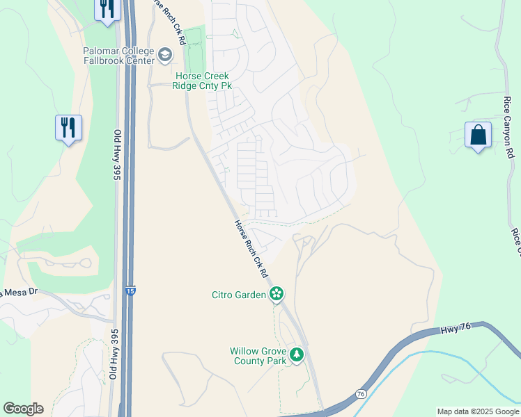 map of restaurants, bars, coffee shops, grocery stores, and more near 316 Zest Lane in Fallbrook