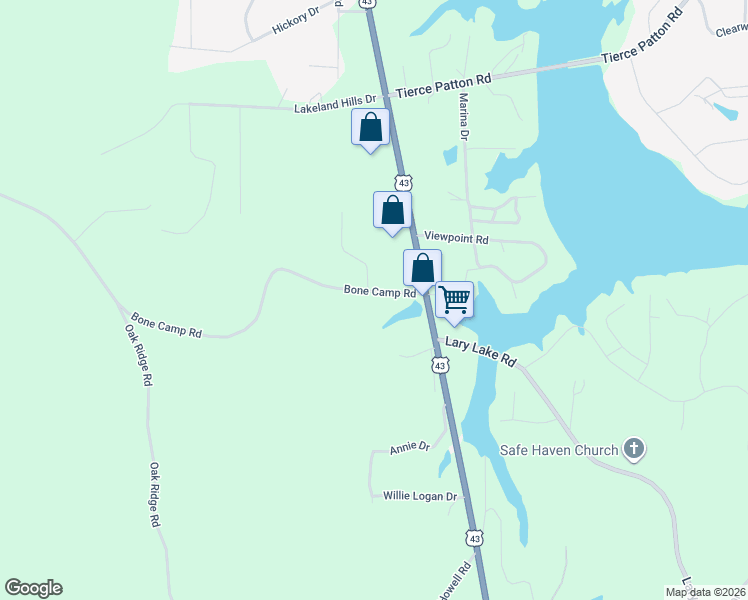 map of restaurants, bars, coffee shops, grocery stores, and more near 12502 Bone Camp Road in Northport