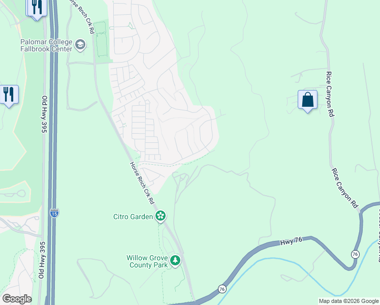 map of restaurants, bars, coffee shops, grocery stores, and more near 35104 Citron Lane in Fallbrook